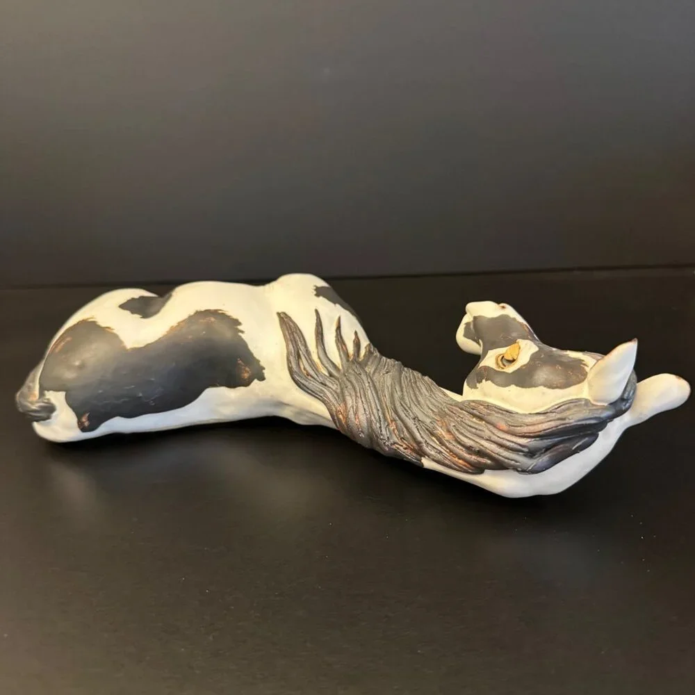 Handcrafted Ceramic Horse Figurines Set Of 2 Stamped Bier 2003 Painted White & G - Picture 16 of 16